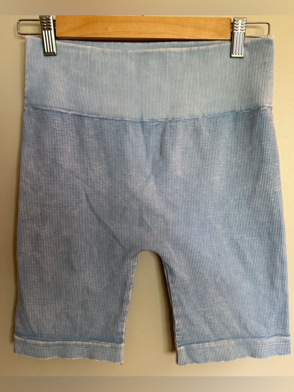 Nikibiki Ribbed Biker Shorts Light Blue High Waist Seamless OS
